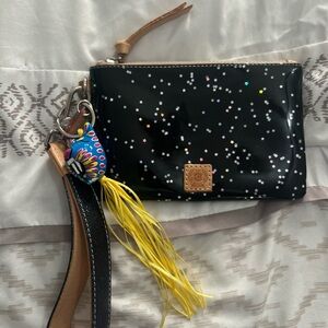Consuela Glittery Black Wristlet